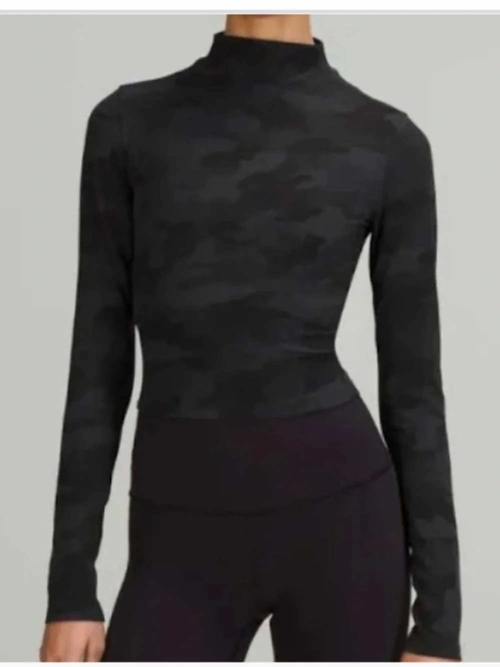 lululemon athletica Black Tie-Dye Mock Neck Long Sleeve Top